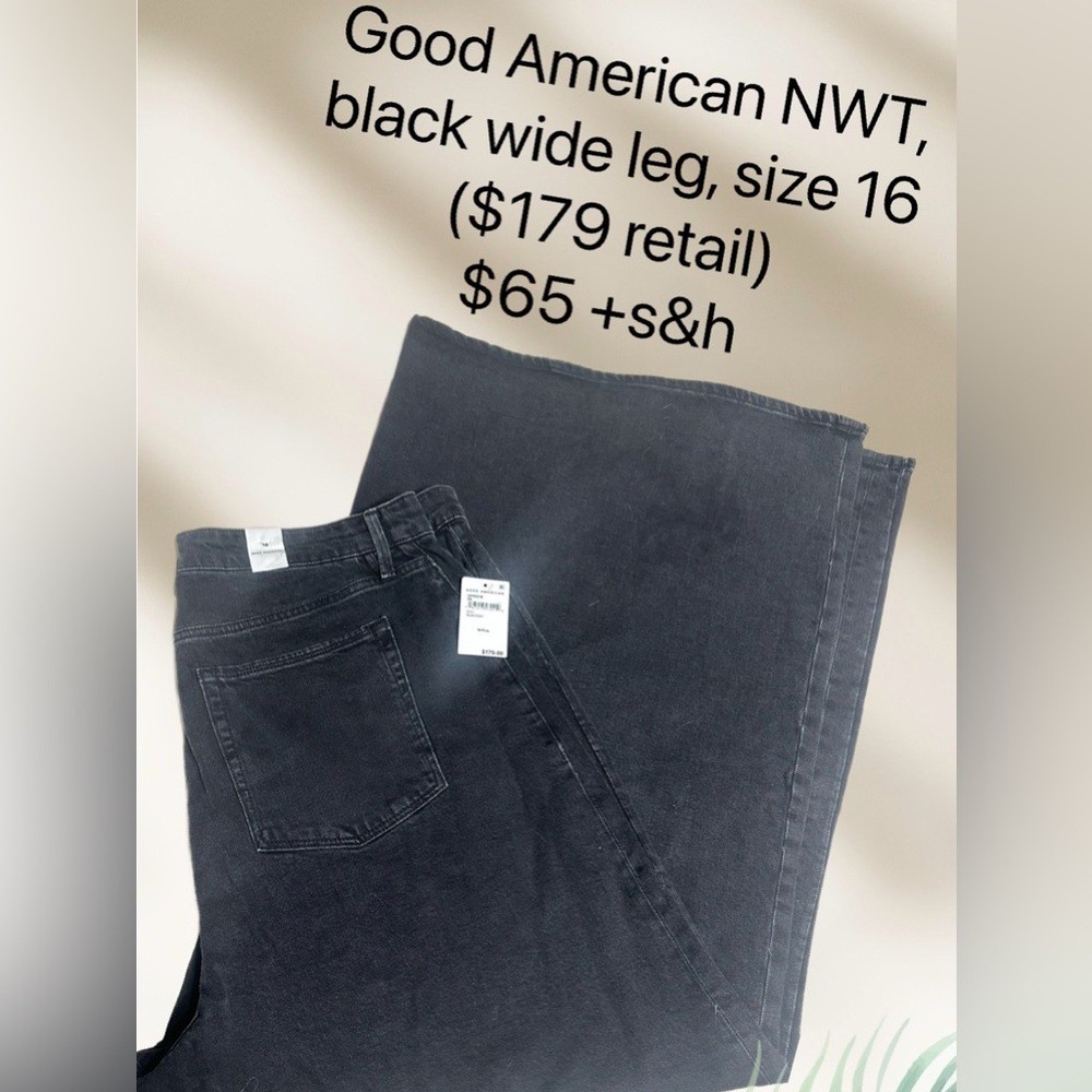 Good American Dark Wide Leg Jeans